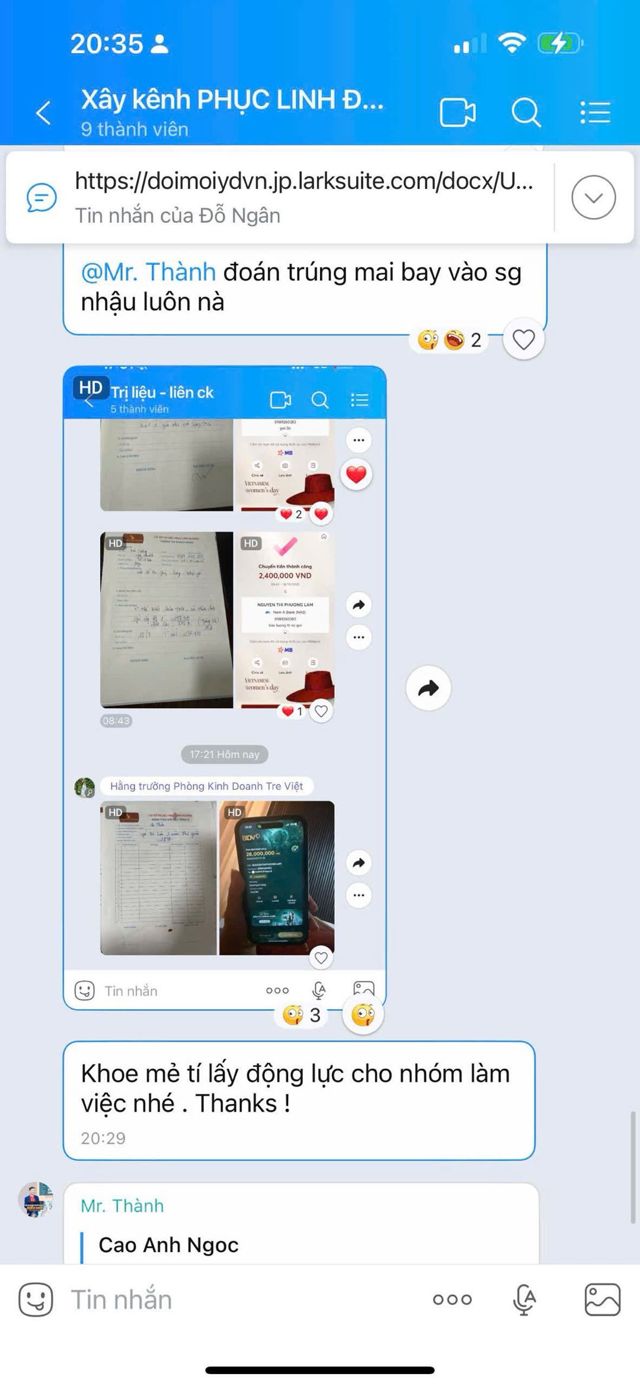 Feedback chuyển khoản từ học viên